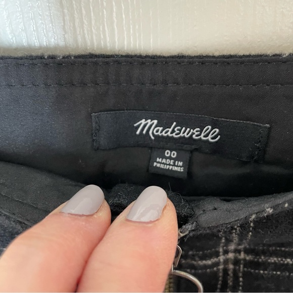 Madewell Fireside Black White Windowpane Wool Blend Academia Mini Skirt Size 00 - Picture 4 of 6